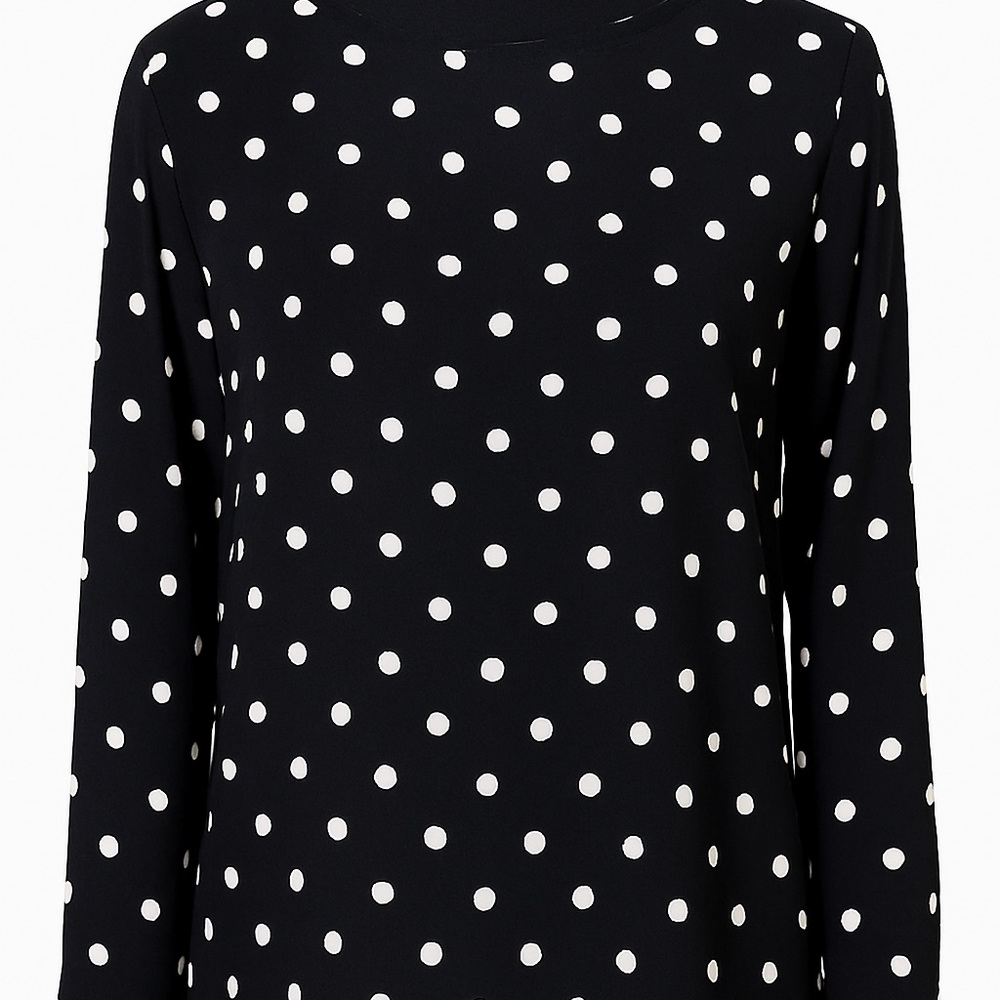 Suzy Shier Black and White Polka Dot Blouse.